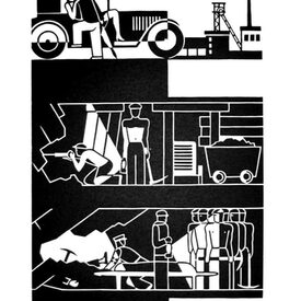 Druck eines Holzschnittes von Gerd Arntz