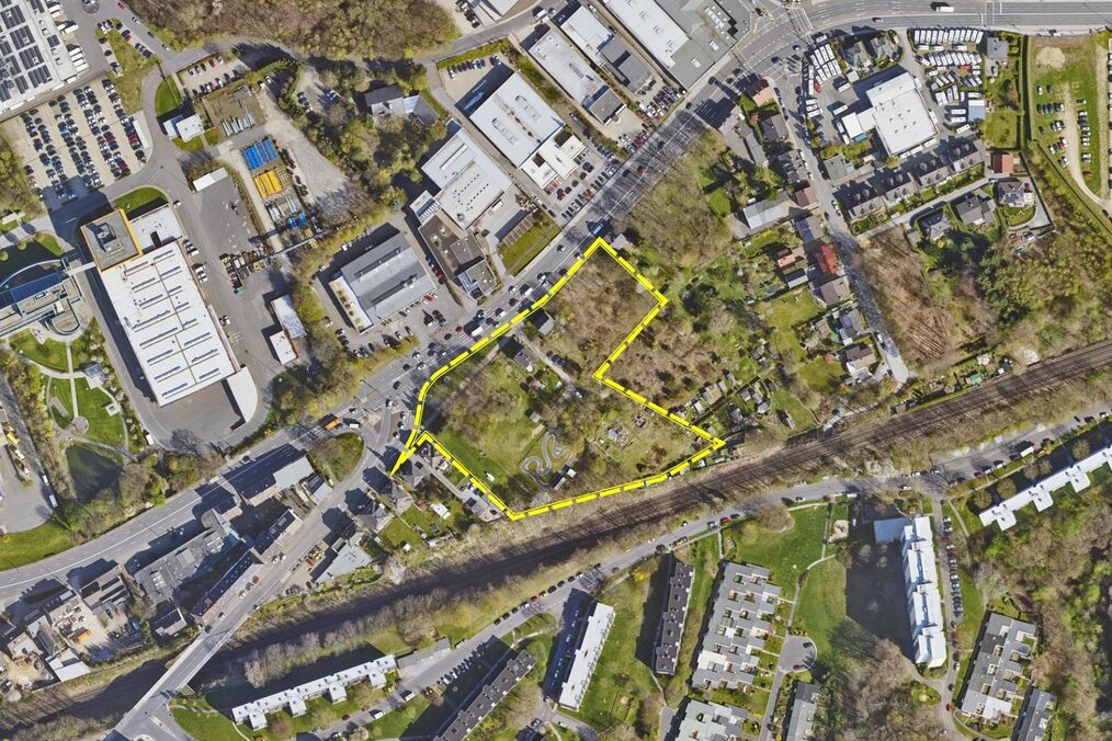 Luftbild mit Abgrenzung der 15. Änderung des Flächennutzungsplans